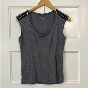 Ann Taylor navy striped shirt